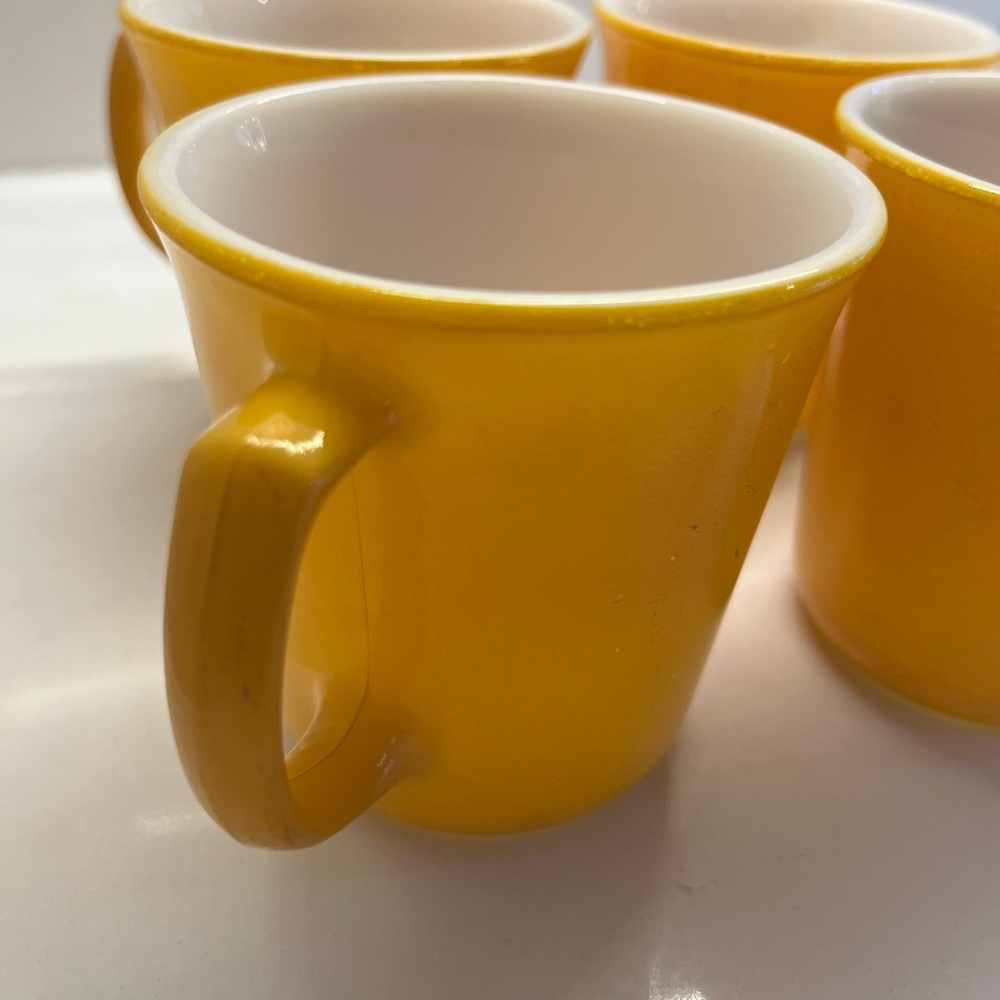 Vintage CorningWare Yellow Pyroceram Mugs Set of 4 Milk Glass 1970s